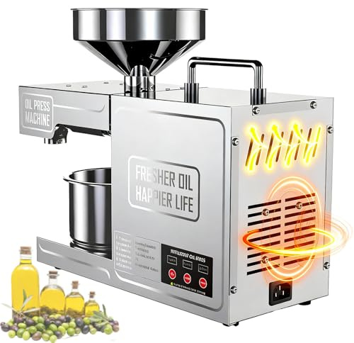 ALSUP Máquina Prensado Aceitunas Hueso, Motor Cobre Puro, Disipación Calor Multidireccional, Trituradora Extractora Aceite Oliva Casa