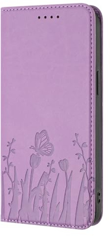PONRFEKT Funda Cartera para Motorola Moto G22,Funda Libro de Cuero PU con Tarjetero,Cierre magnético,función Soporte y protección antichoques-Morado Claro