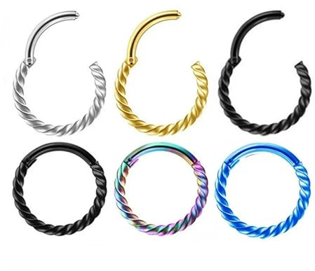 5 St Rostfritt Stål Gångjärnsförsedda Klick Segment Septum Näsa Läppring Båge Brosk Tragus örhängen Kroppspiercing Smycken Flätade