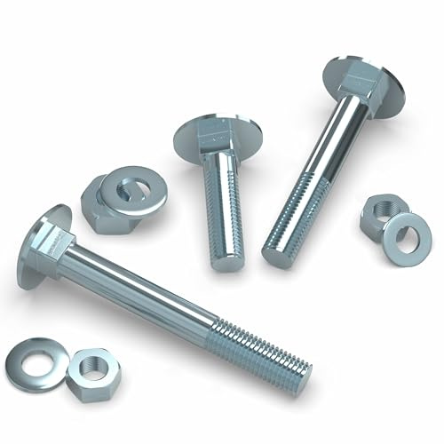 AUPROTEC Set M6x100 Schlossschraube inkl. Mutter & U-Scheibe I verzinkt Stahl 4.8 I DIN 603 Flachrundkopf mit Vierkantansatz für Holzbau und Außenbereich I 10 Stück