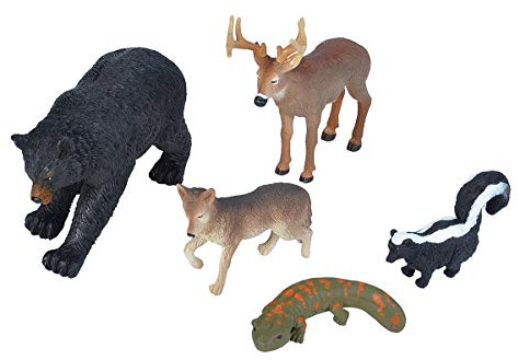 Wild Republic Skunk, Black Bear, Deer, Coyote, Salamander, Kids Gifts, Educational Toys, Wilderness Polybag, 5-Pieces , Wilderness Series 1