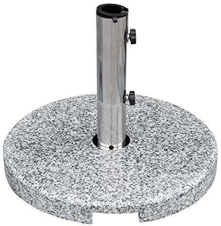 anndora Sonnenschirmständer Granit rund 20kg Naturstein hellgrau poliert
