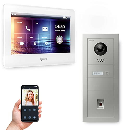 Goliath Hybrid | 2-Draht Bus | Full-HD Video Türsprechanlage | App | 1-Fam | 1 x Full-Touchscreen 7 | Aluminium Unterputz Türstation | + Fingerprint | 180° Ultra-Weitwinkel | AV-BUS-544