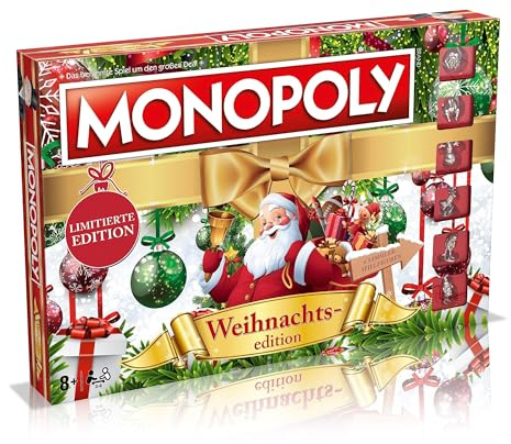 Winning Moves Monopoly Weihnachten Edition - Monopoly Spiel für Fans - Familienspiele Strategie Brettspiele Weihnachten - 2+ Spieler ab 8+ Jahren - Deutsch