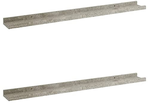 vidaXL Mensole da Parete 2 pz Grigio Cemento 80x9x3 cm
