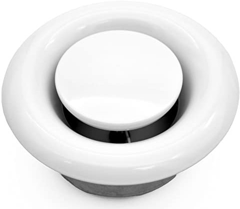 H&C VENT Exhaust Air Diffuser with Connector & Valve │ Ventilation Grilles │ Ducting Hose Vent Cover │ Adjustable Duct Pipe Extractor Covers for Bathroom Fan Wall Ceiling Window │ Inside & Outside