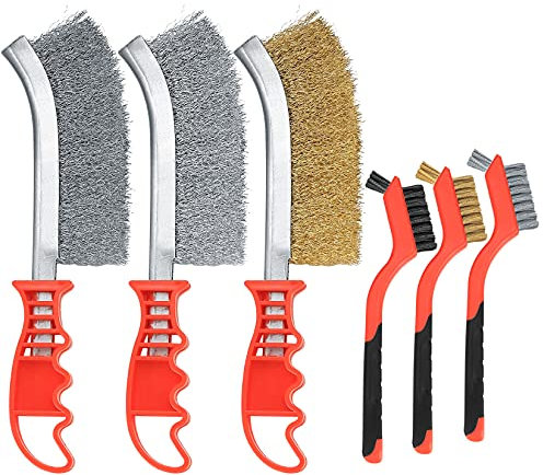 Set di Spazzola in Filo in Metallica Acciaio Inossidabile, Ottone al Carbonio, Nylon, Spazzole per Pulizia di Punte da Trapano per Legno Scorie di Saldatura e La Ruggine (6)