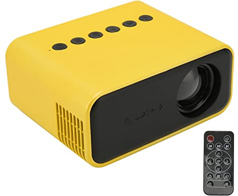 BAOK Projecteur Portable, Vidéoprojecteur Jaune 1080P HD LED Protection des Yeux pour Le Camping (Prise UE)