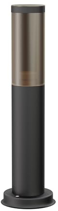 ledscom.de Luz de camino/luz de bolardo/luz de jardín PORU para exteriores, aspecto ahumado, IP44, 39 cm, negro, 1x E27 máx. 40W