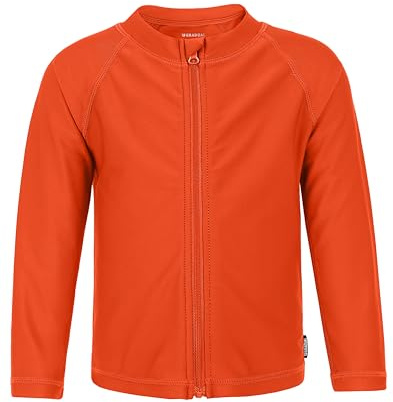Boys Toddler Rash Guard Long Sleeve UPF 50+ Sun Protection Lightweight Swim Shirt for Baby Kids(Orange,4T)