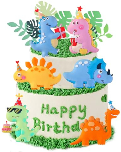 Dinosaurier Geburtstag Kuchen, 6 Stück Dinosaurier, Tortendeko und Cupcake Topper