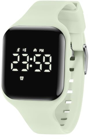 aswan watch digitalklocka, barn, flickor, pojkar, med stegräknare, väckarklocka, stoppur, ljus, datum, sportarmbandsur utan app och mobiltelefon med silikonarmband, 21 mintgrön, Sportig