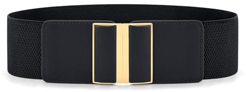 WHIPPY Women Wide Elastic Belt Stretchy Thick Belts for Women Dresses Ladies Fashion Waistband,Black,L