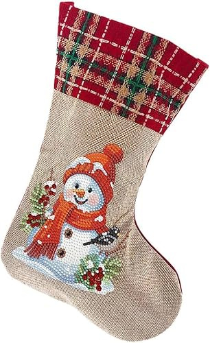 zeyunty 5D Diamond Painting Weihnachtsstrumpf Weihnachtssocken Set, DIY Diamond Painting Weihnachten Deko Socken Weihnachtsdeko Geschenktasche Party Deko (G)