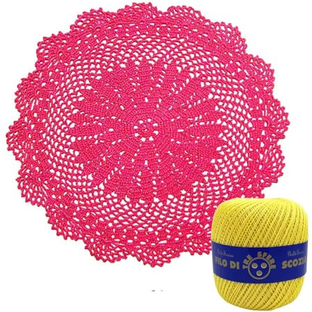 Centrino Giallo rotondo ad uncinetto in cotone 27 cm (30CN) - Made in Italy