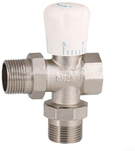 Válvula termostática del radiador, Válvula termostática de 3 vías con cabeza para radiadores Válvula termostática de latón para calefacción de agua