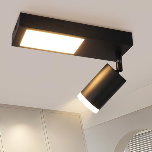 cupgow Lampada da soffitto LED Plafoniera nera - Faretto da soffitto 3000k 10W Spot da soffitto GU10 Corridoio Lampada da parete moderna per interno per cucina camera da letto corridoio
