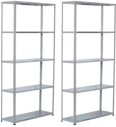 Pack 2 Estanterías Modulares Metálicas SteelSmart con 5 Baldas 200kg 180x30x90cm 7house