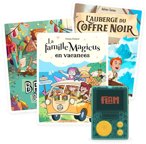 Lunii – Pack 3 livres audio interactifs pour enfant dès 7 ans – A écouter sur FLAM - La Famille Magicus en vacances, Brico Club, L'Auberge du coffre noir– 9h03 d'écoute - Boîte à Histoires baladeur Lu