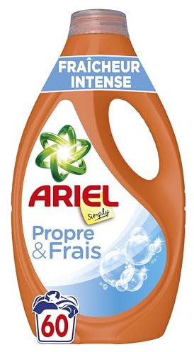 Ariel Lessive Liquide, 60 Lavages, Alpine, Action détachante en 1 seul lavage, fabriqué en France