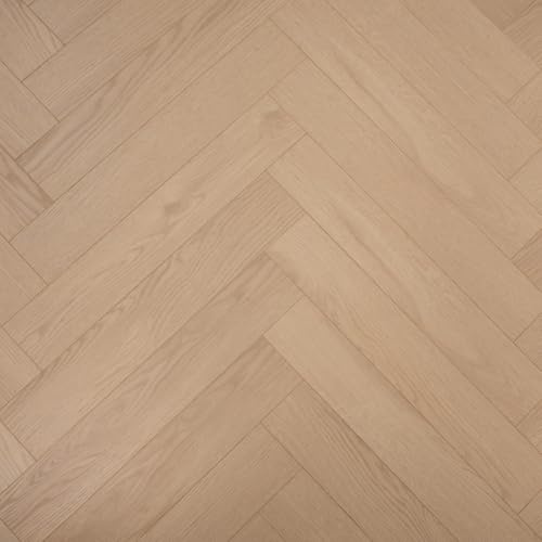 Laminate Flooring Durable 8mm Thick Herringbone – Modern Wood Effects, Easy Click Fit, Water-Resistant Laminate – Ideal for Living, Bedroom & Hallway Floors - 1.92m² Coverage Per Pack (Natural Oak)