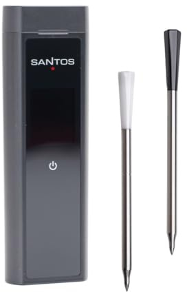SANTOS Bluetooth Grillthermometer PRO – Kabellos & App-gesteuert – 2 Fühler – 100 m Reichweite – Bis 300 °C – Magnetisch – iOS/Android-kompatibel