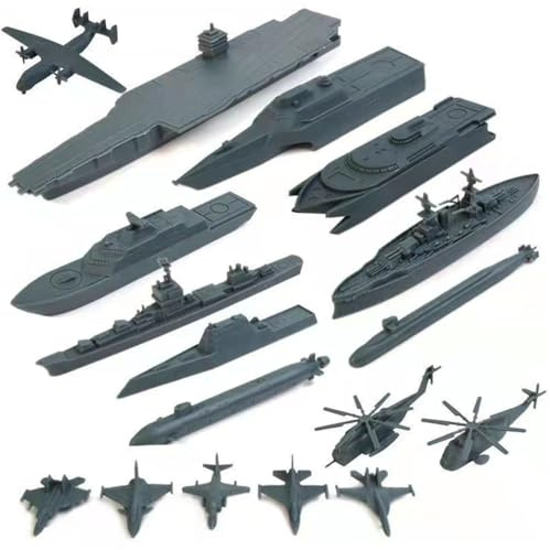 Aircraft Carrier Toy, 17PCS Plastic Army Toys Includes Small Scale Fighter Jet, Battleships, Submarine and More for Boys & Girls Kids Gifts
