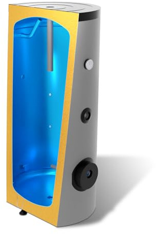 SUNEX Warmwasserspeicher 200L - Brauchwasserspeicher S8 ohne Wärmetauscher - für Heizstabanschluss - Hochwertige Emaille 50mm PUR-Dämmung - inkl. Magnesiumanode & Thermometer