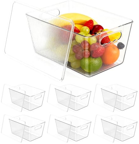 SWTOIPIG Set de 6 Organizadores de Nevera con Tapa 30x20x15 cm