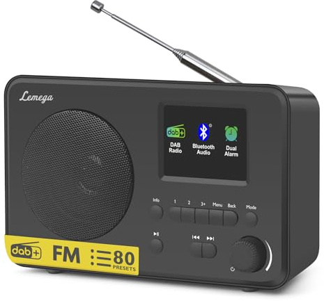 LEMEGA DR3-Max DAB+/DAB/UKW Radio,Bluetooth 5.3,2.4in Farbdisplay,Schwarz | 80 senderspeicher, EQ-modi, kopfhöreranschluss, akku oder netzbetrieb, tragbar bis zu 10 Std, modernes design,rds