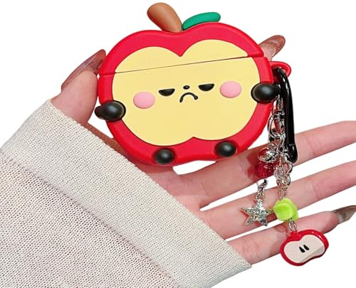 SCJLSDA Custodia per Airpods Pro 3 (2025), motivo mela 3D con cartoni animati, per donne e ragazzi, in silicone kawaii, per AirPod Pro di terza generazione (A)