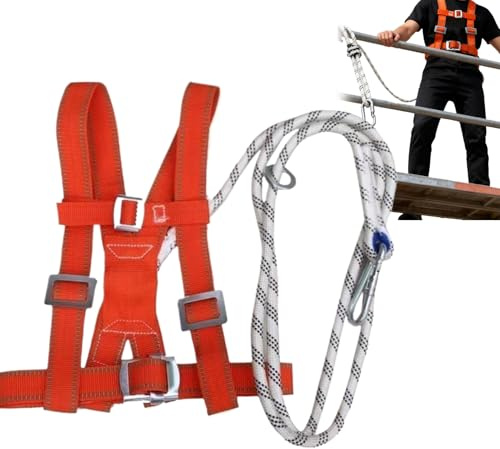 Hobngmuc Harnais de Sécurité pour Toiture,Double Sangle Réglable - Harnais De Construction Protection Anti-Chute | Pour Hommes Débutants Professionnels Nettoyeurs De Vitres Entrepôt Travaux
