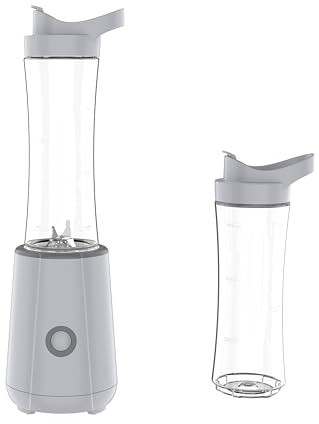 Tognana Iridea, Frullatore con 4 lame e 2 bicchieri portatili con coperchio, plastica-acciaio inox, grigio perla