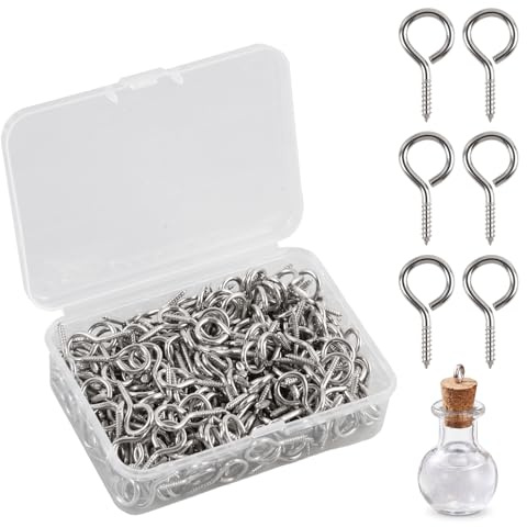 Kaelaxroy 300 Vis à Œil Auto-taraudeuses 20x10 mm, Pitons à Visser en Métal Nickelé, Crochets pour Suspendre Cadres, Miroirs, Œuvres d’Art, Fabrication de Bijoux et Loisirs Créatifs