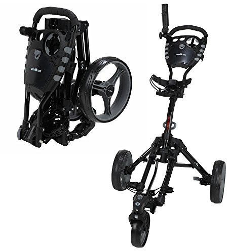 Caddymatic Golf 360 Degree SwivelEase 3 Wheel Folding Golf Cart Black