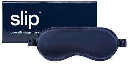 Masque de sommeil SLIP en soie de mûrier 22 Momme - Masque de sommeil assombrissant en soie, taille unique avec élastique, doux pour la peau, bleu marine