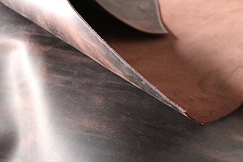 Lederstück, 40x60 cm, ca. 2,0 mm stark! Spezial Rindleder, Fettleder, Nubukleder + Pull Up Effekt - braun bis dunkelbraun - Blankleder, Dickleder für Tasche, Köcher, Holster, Messerscheide u.a.