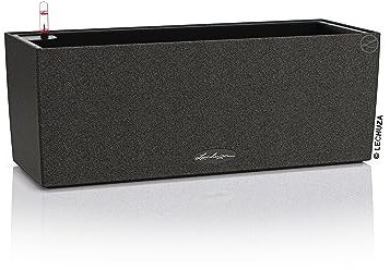 Lechuza BALCONERA Stone 50 Self Watering Planter Plastic Indoor/Outdoor Flower Plant Pot Table and Window Box with Drainage HoleH19 L50 W19 cm Graphite Black