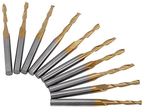 Schaftfräser, Fydun Titan Beschichteter Doppelflöten Schaftfräser mit 3,175 mm Schaft und 2 mm Schneidkanten Durchmesser Fräser Gravur Bits Carving Drill Werkzeuge