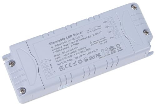 YAYZA!Trasformatore 220 24V Triac Dimmerabile, LED Driver 40W AC DC Switching Trasformatore a Bassa Tensione per Striscia LED Alimentatore Trasformatori Interruttore AC to DC