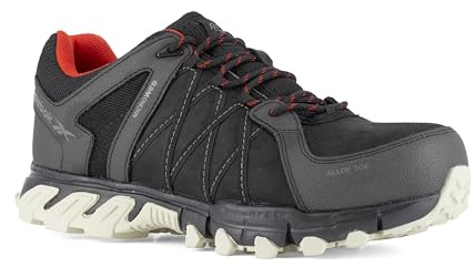 Reebok - Chaussures de sécurité Basses Noire et Rouge en Cuir imperméable Embout Aluminium Trail Grip S3 SRC 41 - Noir/Rouge