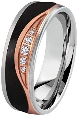 DOOSTI Partnerring/Trauring WEVE chirugischer Edelstahl 316L mit Carbon – inkl. Gratis Gravur