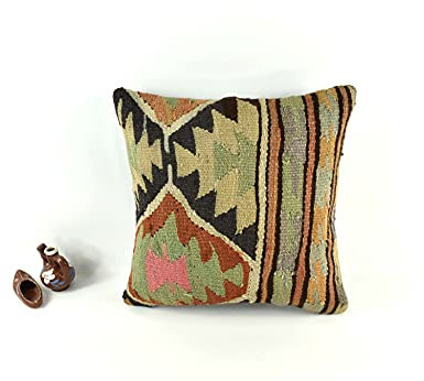 kelim kissen 40x40 cm handgefertigt kelim kissenbezug orientalische kissen kopfkissen viereckig dekorative bohemian kissenhülle dekokissen sofakissen zierkissen code A2489
