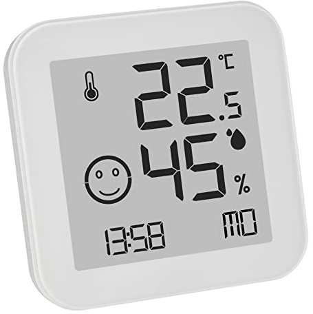 TFA Dostmann Hygrometer digital Black & White, 30.5054.02, Luftfeuchtemessgerät E-Ink, gut ablesbar, Temperatur, weiß