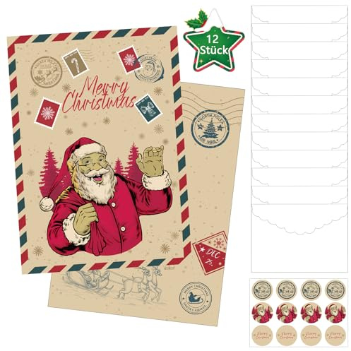 Julkort med kuvert (12 stycken), vykort till jul, julkort, nostalgi, gratulationskort, god julkort för dina julhälsningar