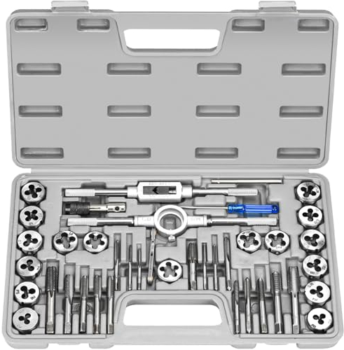 HATANSE 40 Teiliges Gewindeschneider Set M3-M12 Metrisch Profi Gewindeschneidsatz zum Schneiden von Innen und Außengewinden Grau