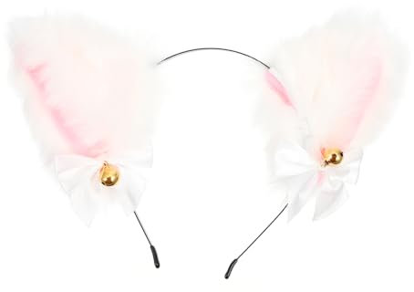 WRITWAA Plüsch Cosplay Katzenohren Stirnband Mit Goldener Glocke Verstellbares Party Haarreifen Stylisches Fuchs Ohr Accessoire Für Damen Und Junge Mädchen Halloween Kostüm Haarschmuck