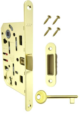 Serratura AGB Mediana Evolution con solo Scrocco Centrale per Porta Interna. (Ottone Lucido)