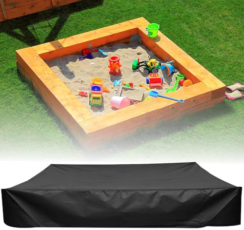 Sandkasten Abdeckung 150x150x20cm, Sandkastenabdeckung Plane mit Aufbewahrungstasche, Wasserdicht Sandkasten Abdeckplane, 210D Oxford-Stoff Sandkastenplane mit Kordelzug für Sandkasten Pool Garten