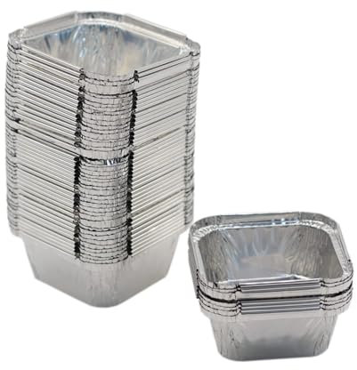 Angelkiss 50 Stück Aluschalen Grillschalen Grill Tropfschalen Quadrat Backformen aus Aluminium für Cupcakes, Backen, Kochen-100ml